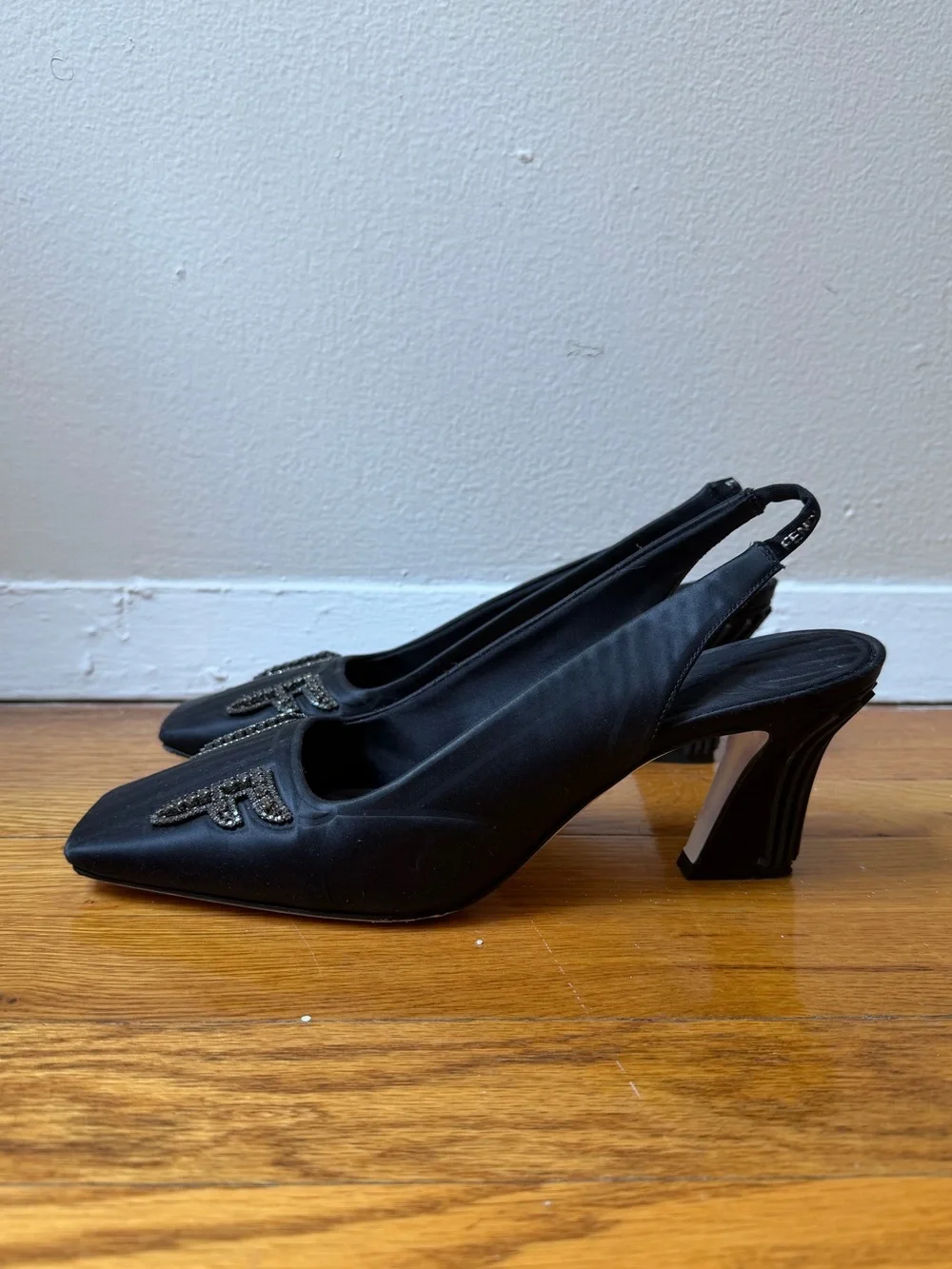 Fendi Crystal Embellished Slingback Pumps
